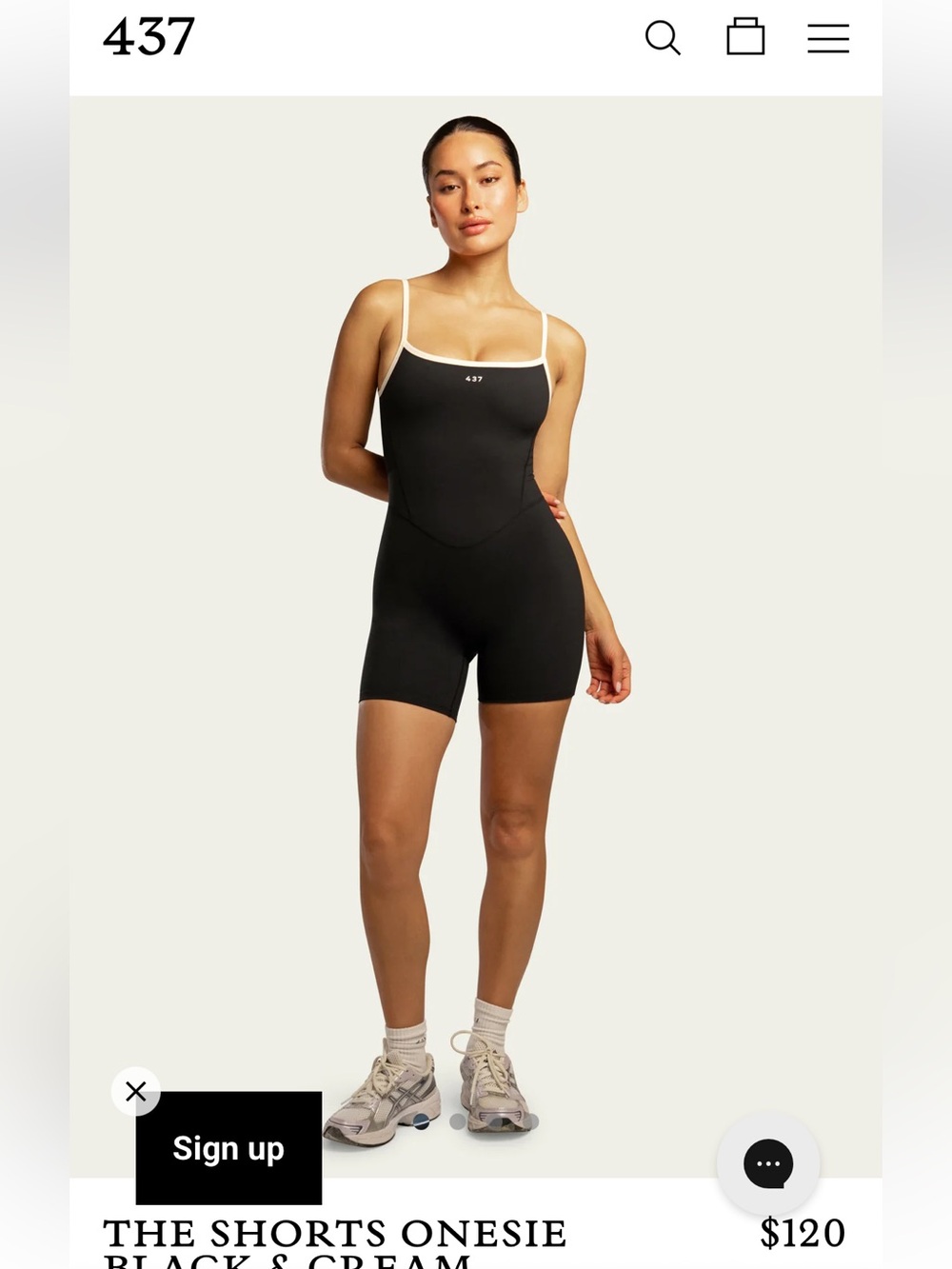 NEW 437 The Shorts Onesie black & cream